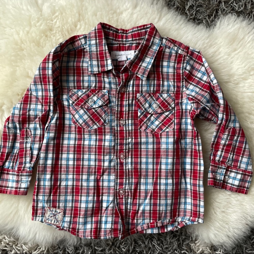 Pumpkin Patch plaid button down shirt 2T